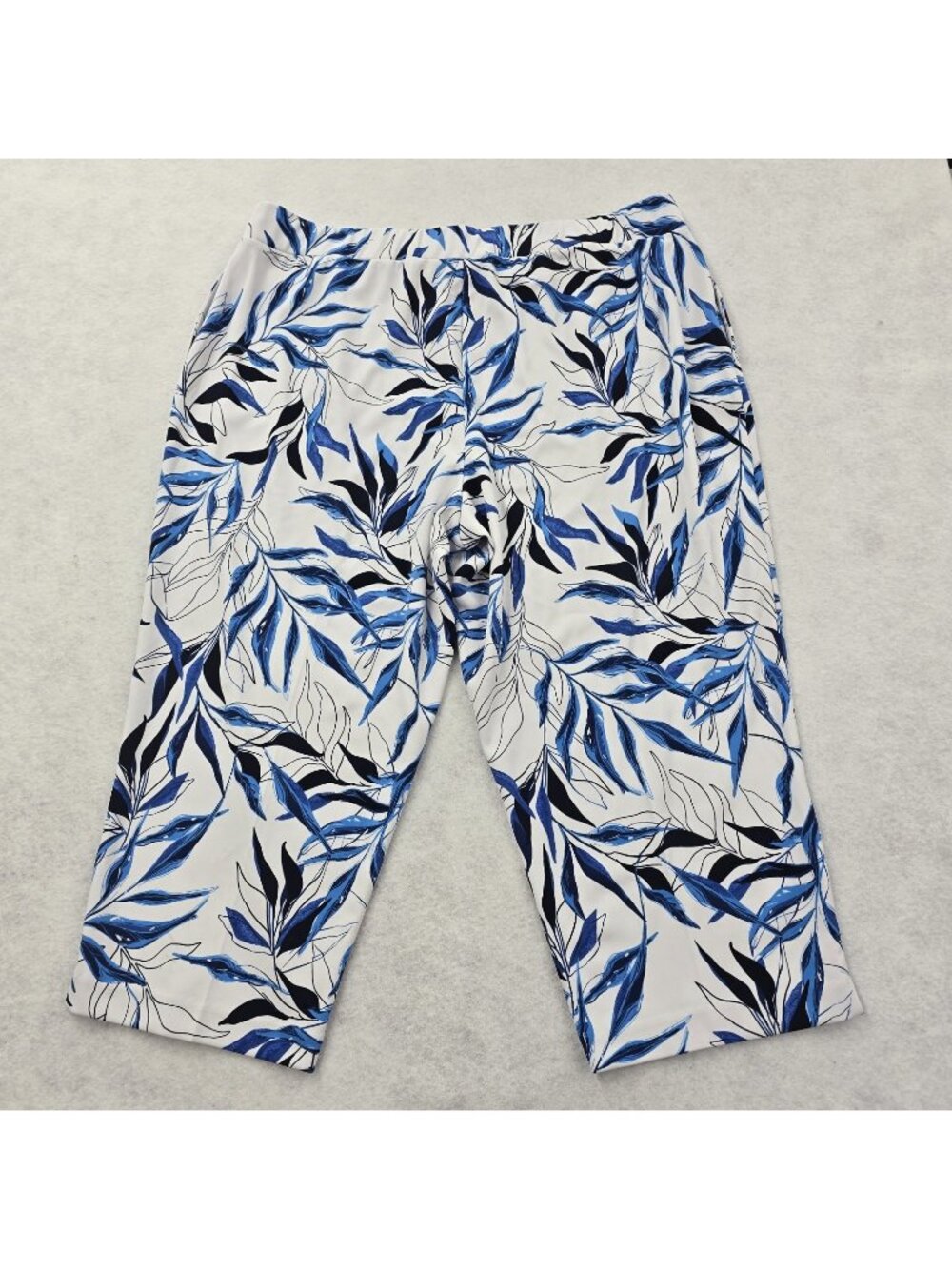 Susan Graver Pull On Fusion Ava Crop Pants Capri 2X Stretch Tropical Vacation
